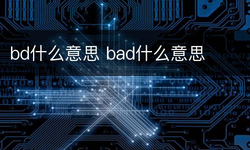 bd什么意思 bad什么意思