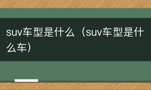 suv车型是什么（suv车型是什么车）