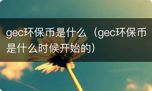 gec环保币是什么（gec环保币是什么时候开始的）