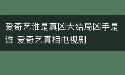 爱奇艺谁是真凶大结局凶手是谁 爱奇艺真相电视剧