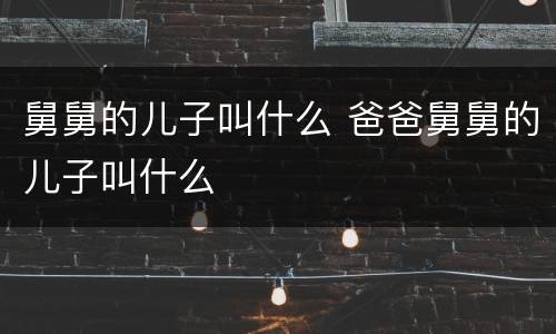 舅舅的儿子叫什么 爸爸舅舅的儿子叫什么