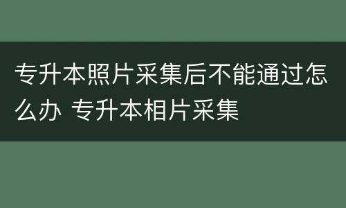 专升本照片采集后不能通过怎么办 专升本相片采集