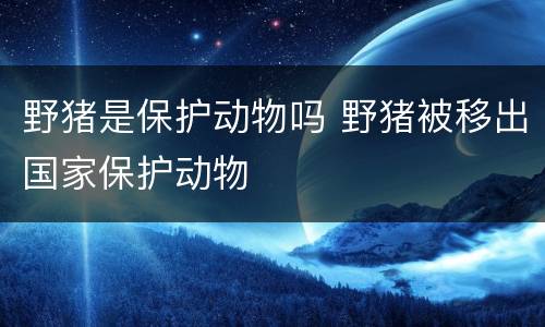 野猪是保护动物吗 野猪被移出国家保护动物