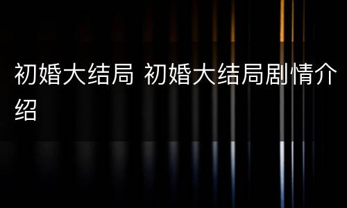 初婚大结局 初婚大结局剧情介绍