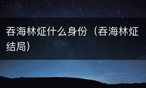 吞海林炡什么身份（吞海林炡结局）