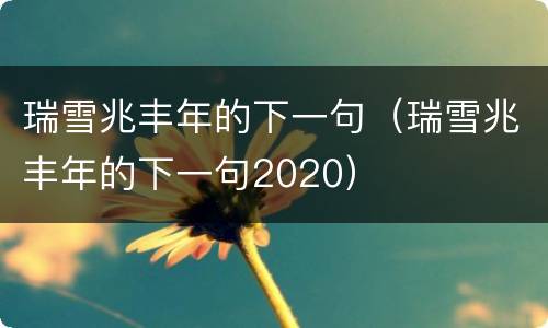 瑞雪兆丰年的下一句（瑞雪兆丰年的下一句2020）