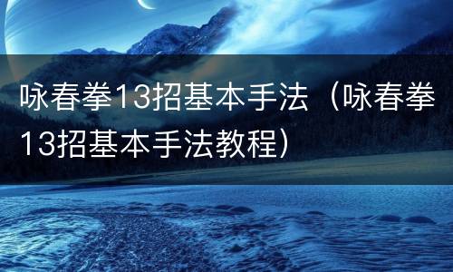 咏春拳13招基本手法（咏春拳13招基本手法教程）