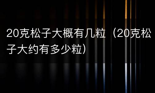 20克松子大概有几粒（20克松子大约有多少粒）