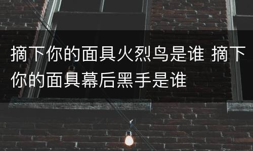 摘下你的面具火烈鸟是谁 摘下你的面具幕后黑手是谁