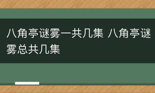 八角亭谜雾一共几集 八角亭谜雾总共几集