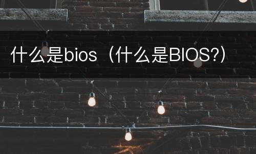 什么是bios（什么是BIOS?）