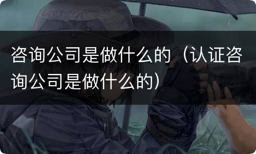 咨询公司是做什么的（认证咨询公司是做什么的）