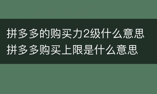 拼多多的购买力2级什么意思 拼多多购买上限是什么意思