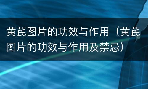 黄芪图片的功效与作用（黄芪图片的功效与作用及禁忌）