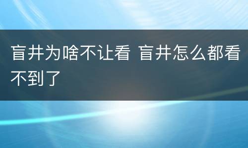 盲井为啥不让看 盲井怎么都看不到了