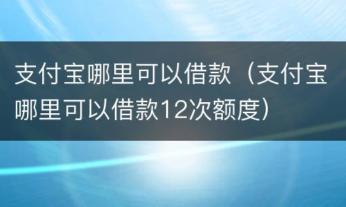 支付宝哪里可以借款（支付宝哪里可以借款12次额度）