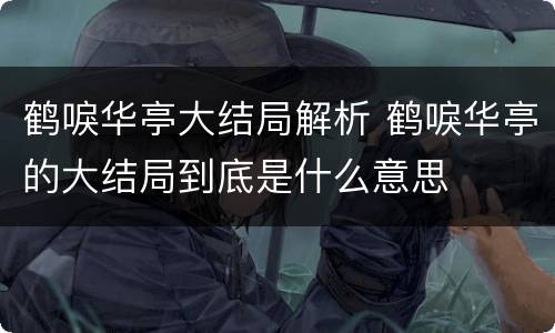 鹤唳华亭大结局解析 鹤唳华亭的大结局到底是什么意思