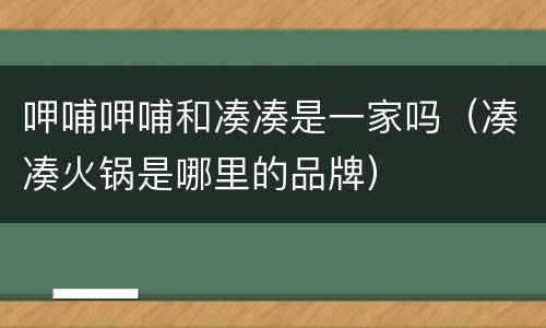 呷哺呷哺和凑凑是一家吗（凑凑火锅是哪里的品牌）