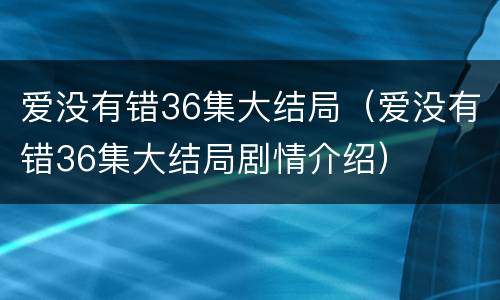 爱没有错36集大结局（爱没有错36集大结局剧情介绍）