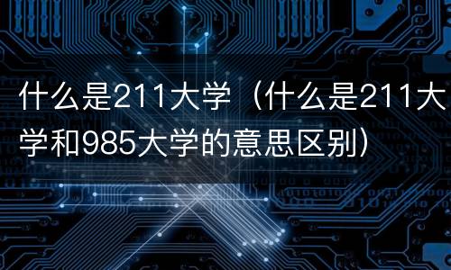 什么是211大学（什么是211大学和985大学的意思区别）