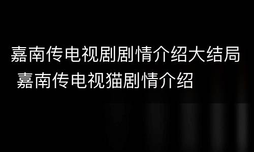 嘉南传电视剧剧情介绍大结局 嘉南传电视猫剧情介绍