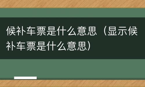 候补车票是什么意思（显示候补车票是什么意思）