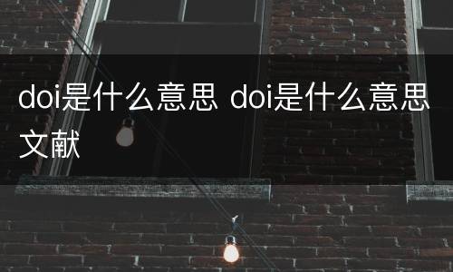 doi是什么意思 doi是什么意思文献