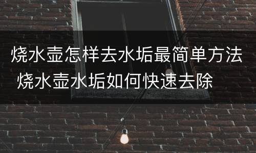 烧水壶怎样去水垢最简单方法 烧水壶水垢如何快速去除