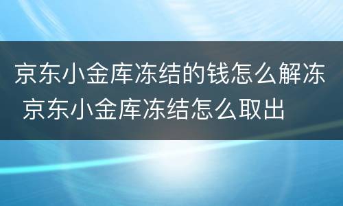 京东小金库冻结的钱怎么解冻 京东小金库冻结怎么取出