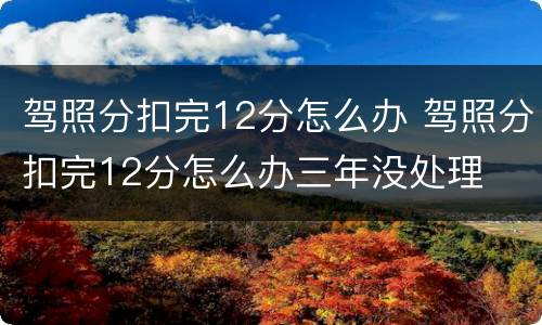 驾照分扣完12分怎么办 驾照分扣完12分怎么办三年没处理