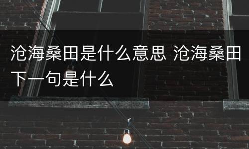 沧海桑田是什么意思 沧海桑田下一句是什么