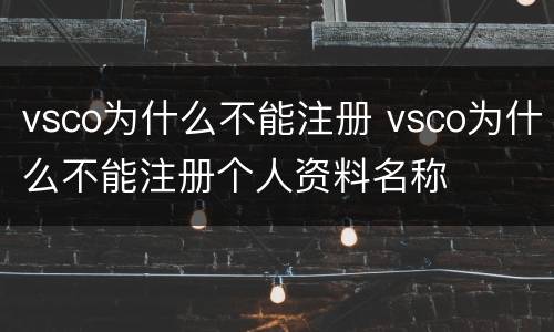 vsco为什么不能注册 vsco为什么不能注册个人资料名称