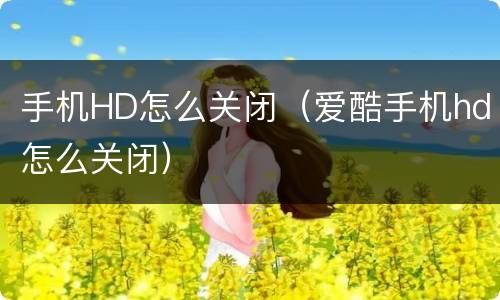 手机HD怎么关闭（爱酷手机hd怎么关闭）