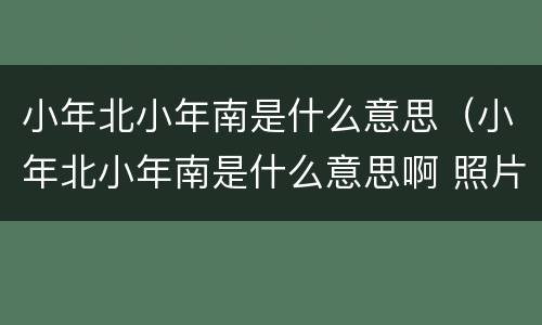 小年北小年南是什么意思（小年北小年南是什么意思啊 照片）