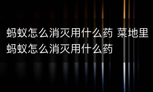 蚂蚁怎么消灭用什么药 菜地里蚂蚁怎么消灭用什么药