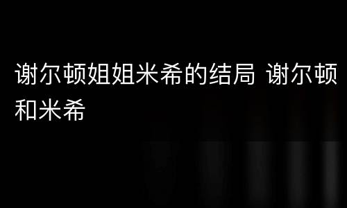 谢尔顿姐姐米希的结局 谢尔顿和米希