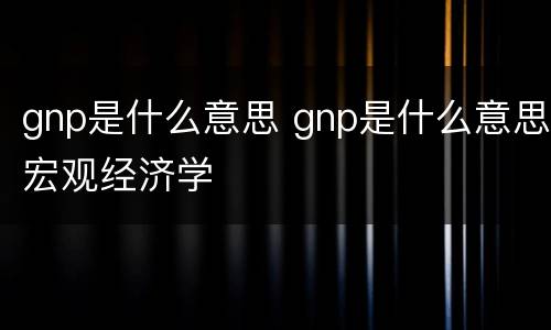 gnp是什么意思 gnp是什么意思宏观经济学