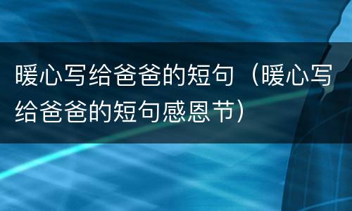 暖心写给爸爸的短句（暖心写给爸爸的短句感恩节）