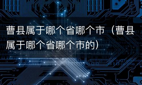 曹县属于哪个省哪个市（曹县属于哪个省哪个市的）