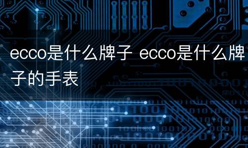 ecco是什么牌子 ecco是什么牌子的手表