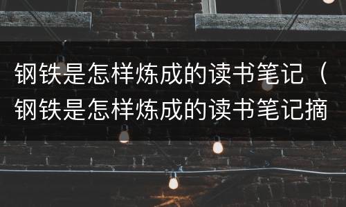 钢铁是怎样炼成的读书笔记（钢铁是怎样炼成的读书笔记摘抄好词好句）