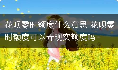 花呗零时额度什么意思 花呗零时额度可以弄现实额度吗