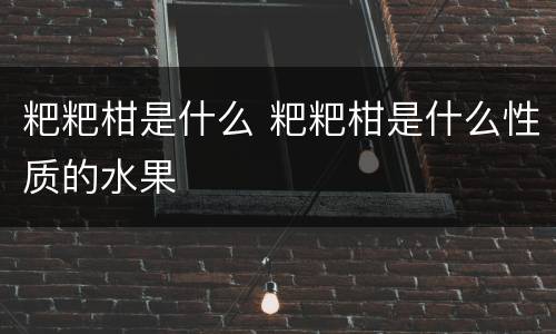 粑粑柑是什么 粑粑柑是什么性质的水果