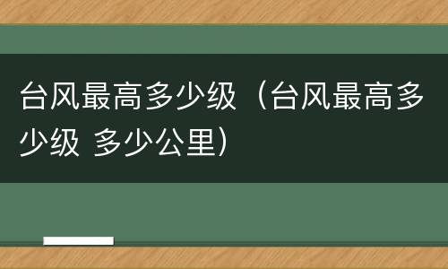 台风最高多少级（台风最高多少级 多少公里）