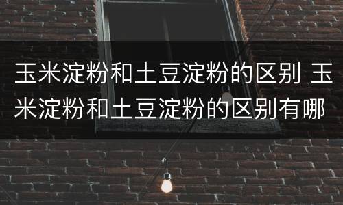 玉米淀粉和土豆淀粉的区别 玉米淀粉和土豆淀粉的区别有哪些