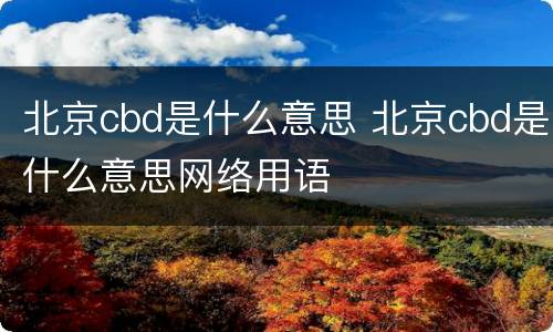 北京cbd是什么意思 北京cbd是什么意思网络用语