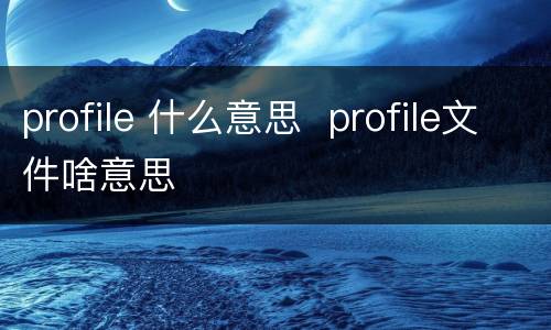 profile 什么意思  profile文件啥意思