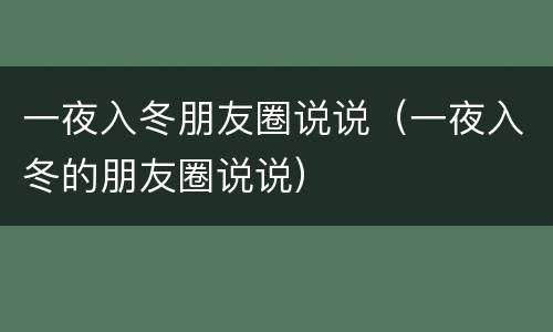 一夜入冬朋友圈说说（一夜入冬的朋友圈说说）