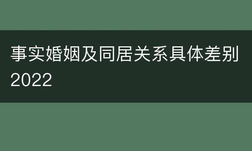 事实婚姻及同居关系具体差别2022