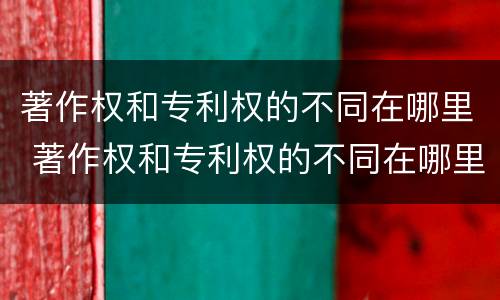 著作权和专利权的不同在哪里 著作权和专利权的不同在哪里可以查到